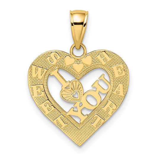 14k Yellow Gold I HEART YOU in Sweetheart Frame Charm