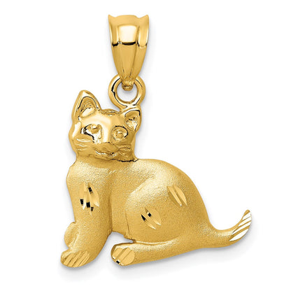 14k Yellow Gold Cat Charm