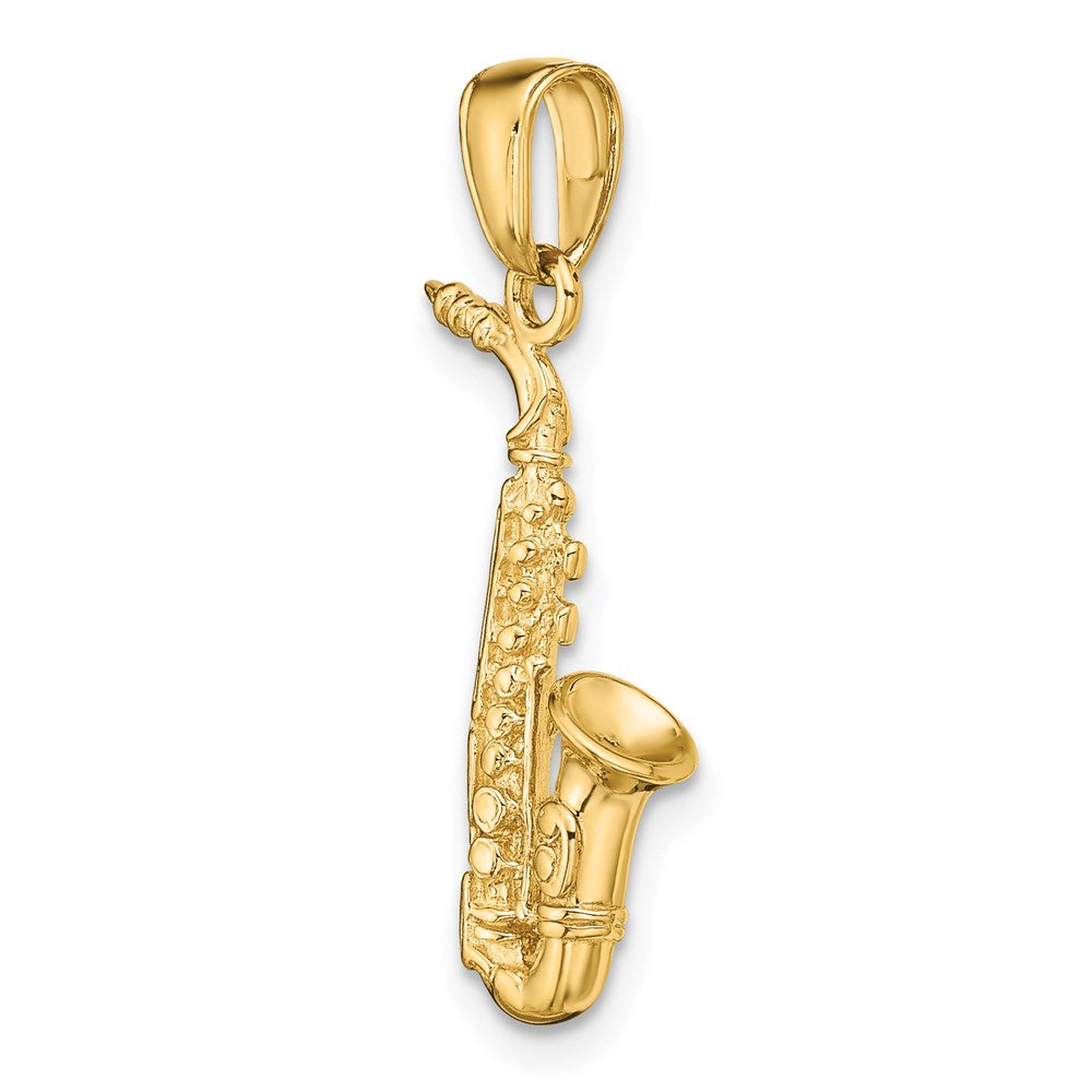 14k Yellow Gold 3-D Saxophone Pendant