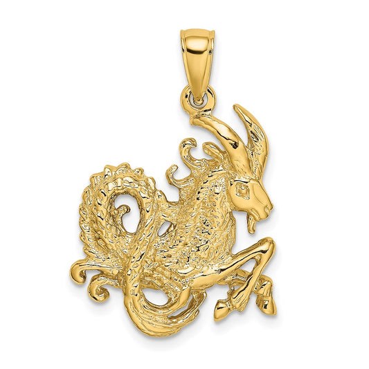 14k Yellow Gold Large Capricorn Zodiac Charm