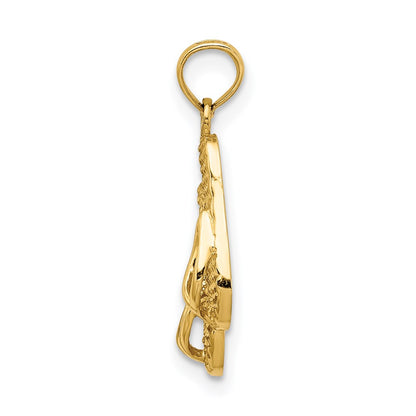 14k Yellow Gold 3D CAPE COD Double Flip-Flop Charm