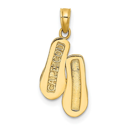 14k Yellow Gold 3D CAPE COD Double Flip-Flop Charm