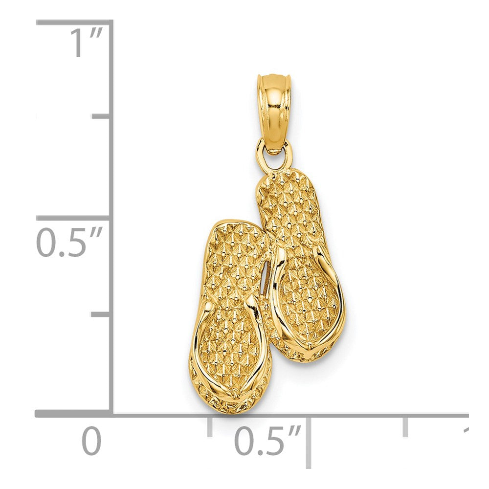 14k Yellow Gold 3D CAPE COD Double Flip-Flop Charm