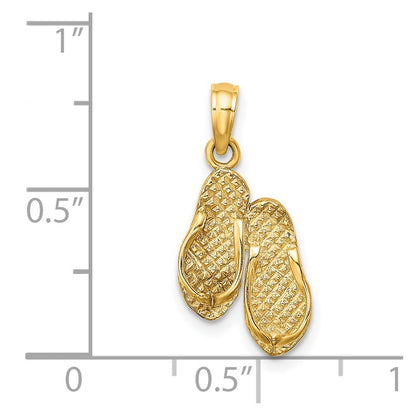 14k Yellow Gold 3D FT. MYERS Double Flip-Flop Charm