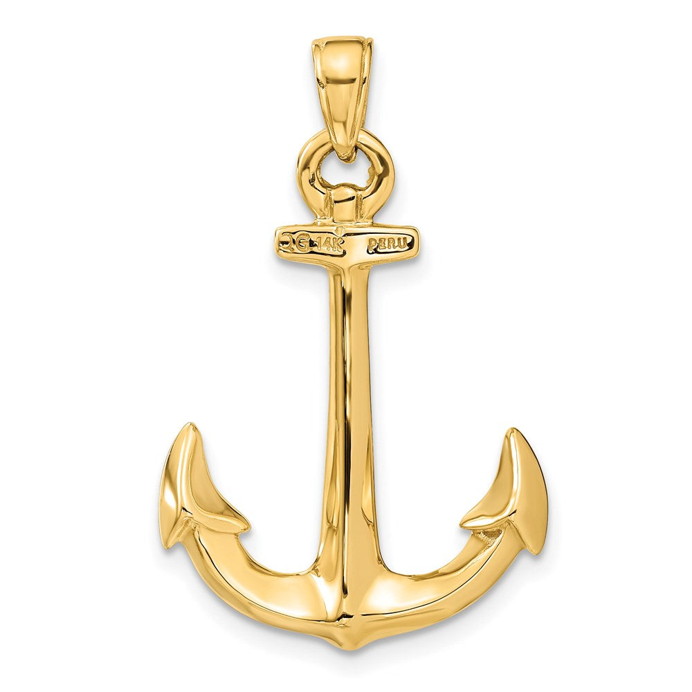14k Yellow Gold 3-D Anchor Pendant