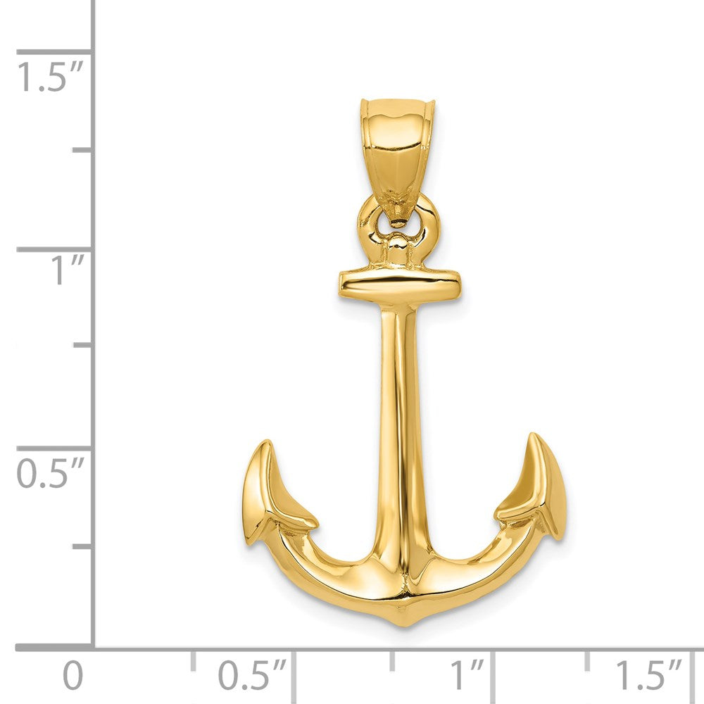 14k Yellow Gold 3-D Anchor Pendant