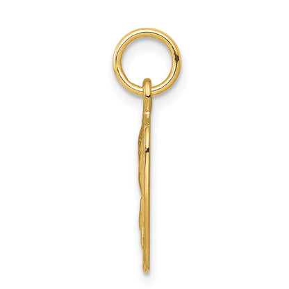 14k Yellow Gold Satin and Diamond-Cut Angel Charm