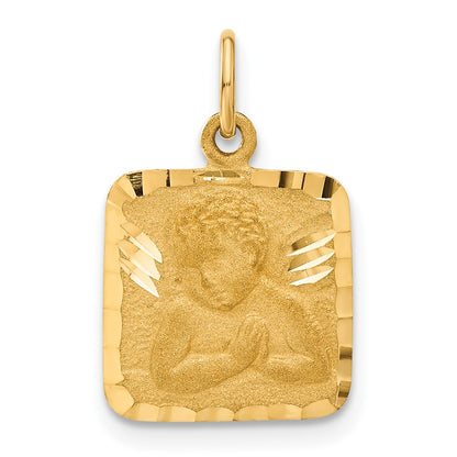 14k Yellow Gold Satin and Diamond-Cut Angel Charm