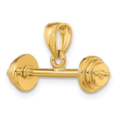 14k Yellow Gold 3-D Barbell Pendant