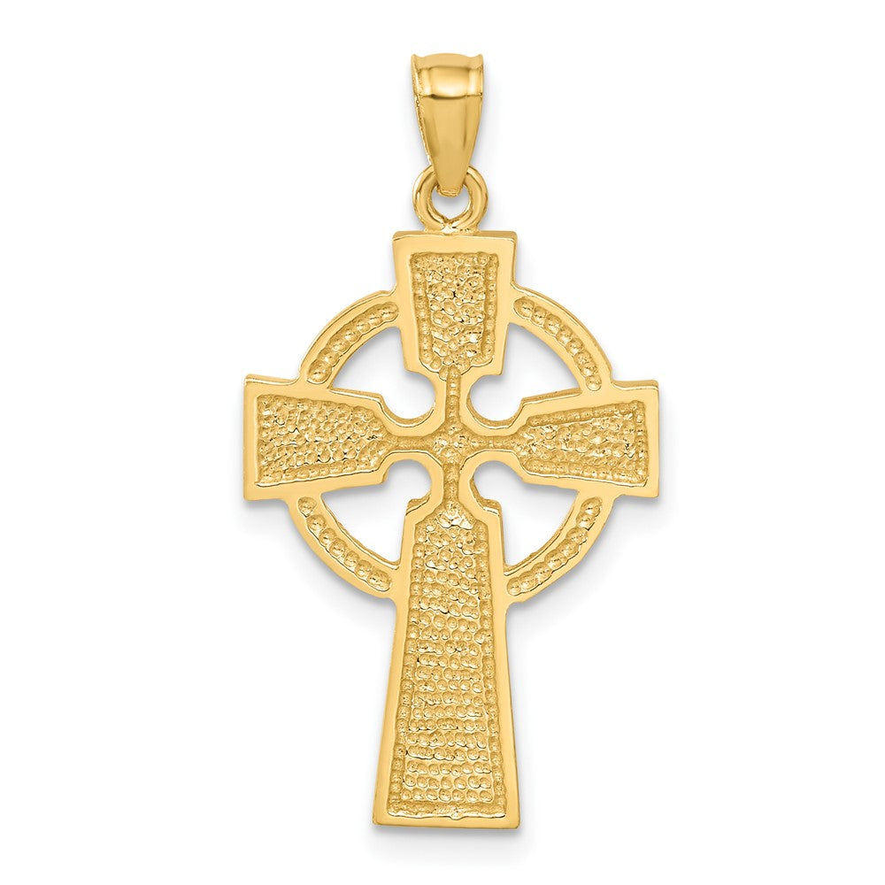 14k Yellow Gold Diamond-cut Celtic Cross Pendant