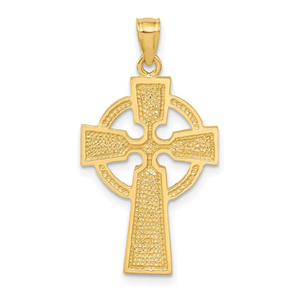14k Yellow Gold Diamond-cut Celtic Cross Pendant