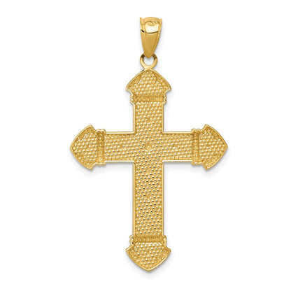 14k Yellow Gold Budded Cross Pendant