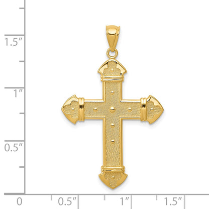 14k Yellow Gold Budded Cross Pendant
