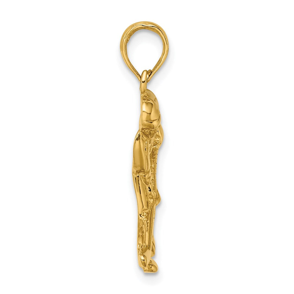 14k Yellow Gold Hockey Player with Stick and Puck Charm
