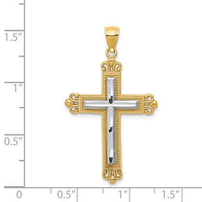 14k Two-tone Gold Cross Pendant