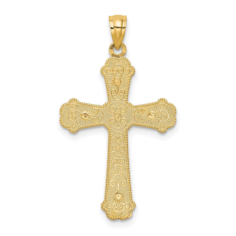 14k Two-tone Gold Hearts Cross Pendant