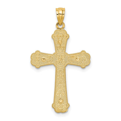 14k Two-tone Gold Hearts Cross Pendant