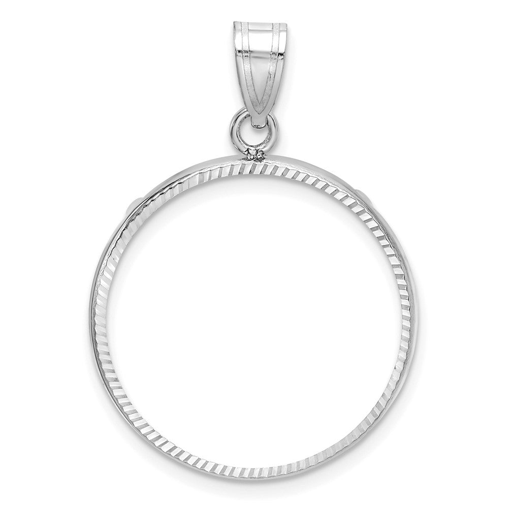 Wideband Distinguished Coin Jewelry 14k White Goldw Diamond-cut Prong 22.0mm Coin Bezel Pendant