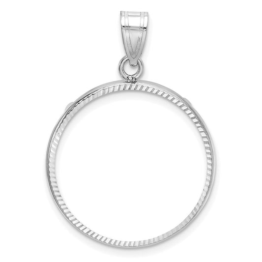 Wideband Distinguished Coin Jewelry 14k White Goldw Diamond-cut Prong 22.0mm Coin Bezel Pendant