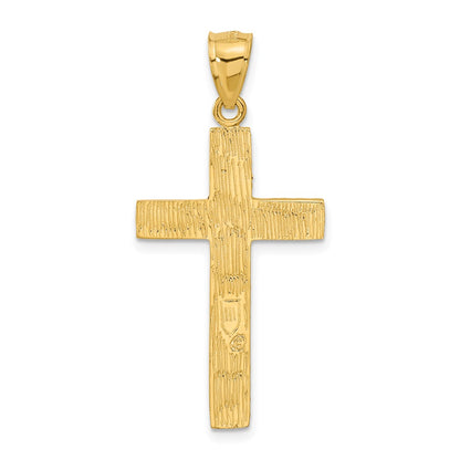 14k Yellow Gold Diamond-cut Cross Pendant