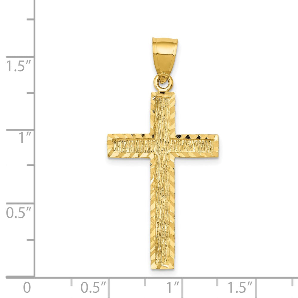 14k Yellow Gold Diamond-cut Cross Pendant
