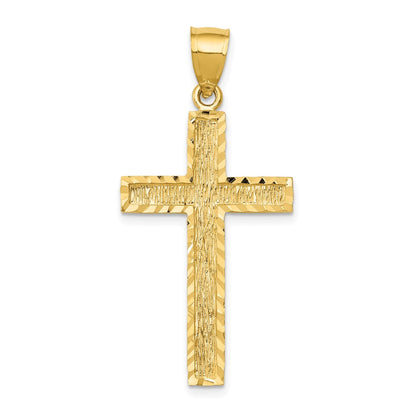 14k Yellow Gold Diamond-cut Cross Pendant
