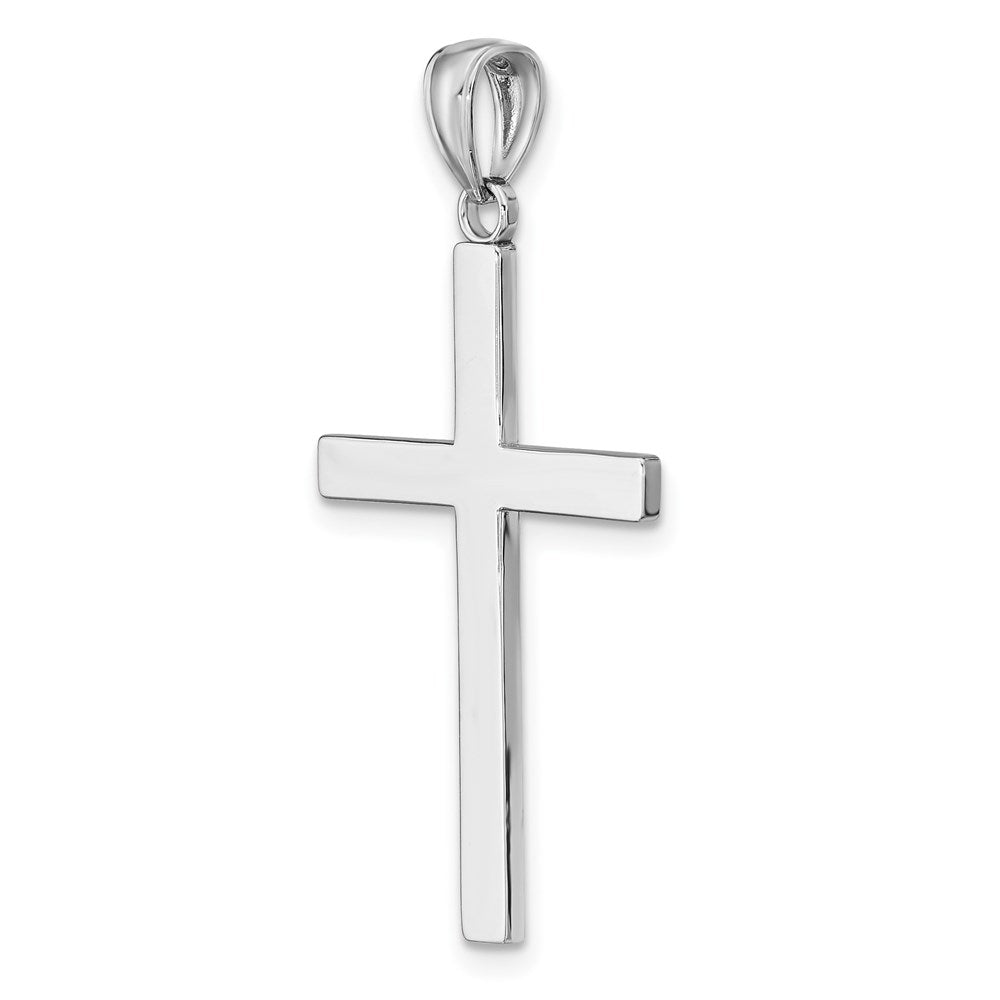 14k White Gold Solid Reversible Latin Cross Pendant