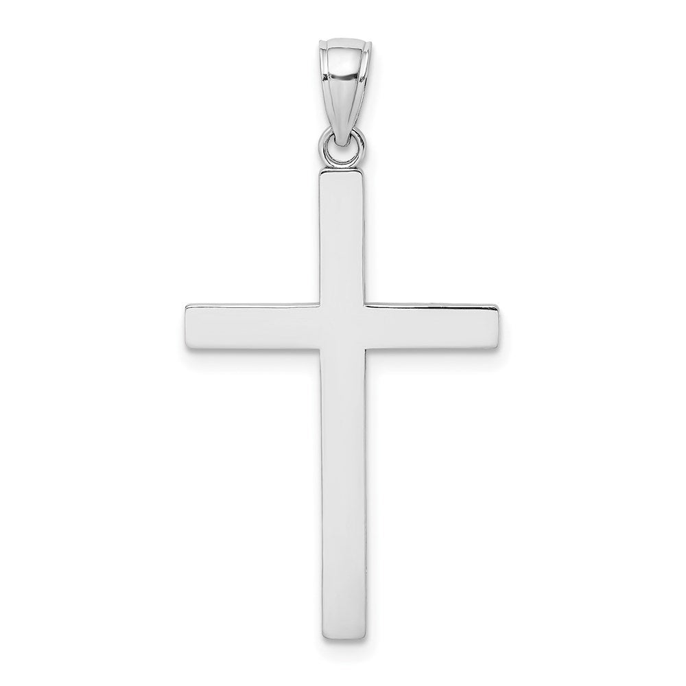 14k White Gold Solid Reversible Latin Cross Pendant