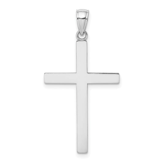14k White Gold Solid Reversible Latin Cross Pendant