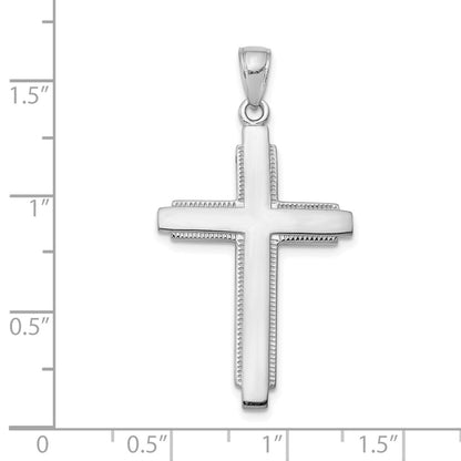 14k White Gold Solid Cross Pendant