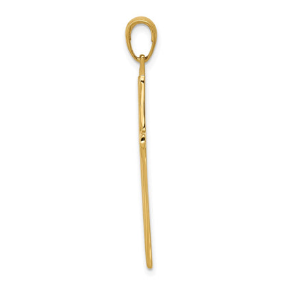 14k Yellow Gold Satin Finish Accent Stick Cross Pendant