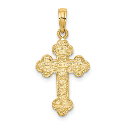 14k Yellow Gold Budded Cross Pendant