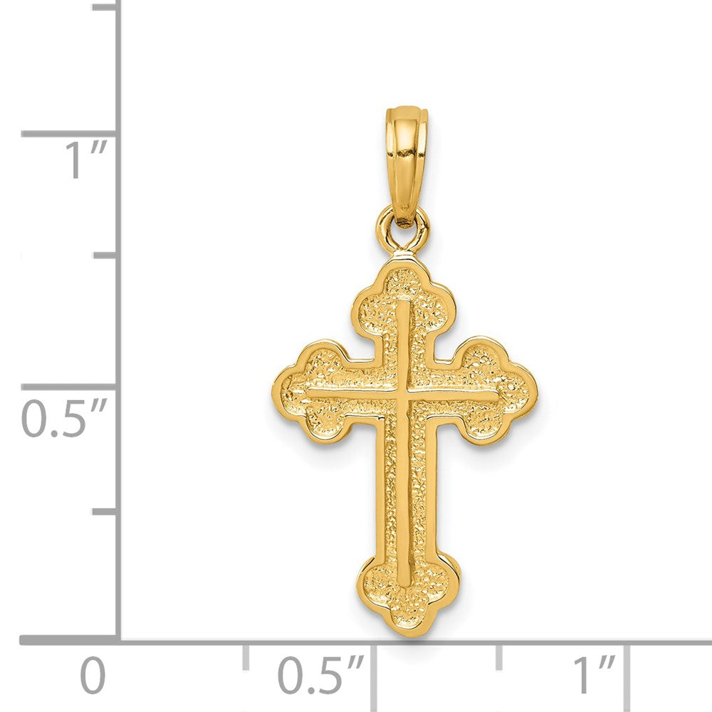 14k Yellow Gold Budded Cross Pendant