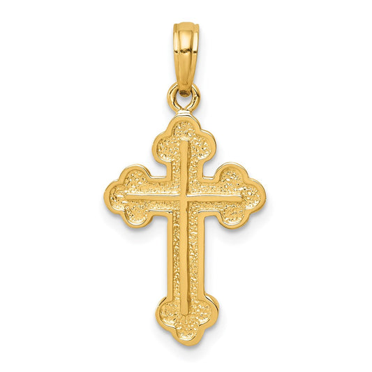 14k Yellow Gold Budded Cross Pendant