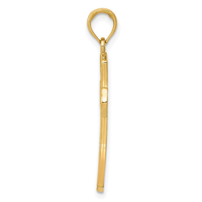 14k Yellow Gold Diamond-cut Beveled Edges Cross Pendant