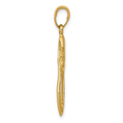 14k Yellow Gold Polished w/Satin Figure 8 Cross Pendant