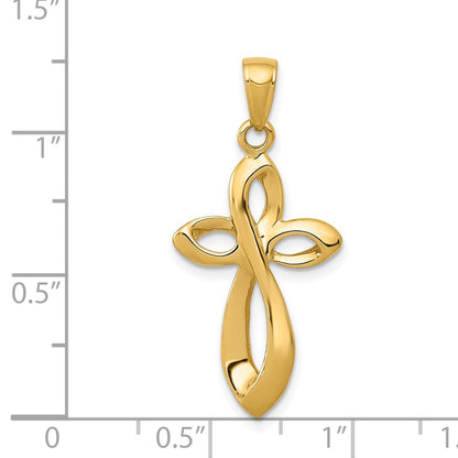 14k Yellow Gold Polished w/Satin Figure 8 Cross Pendant