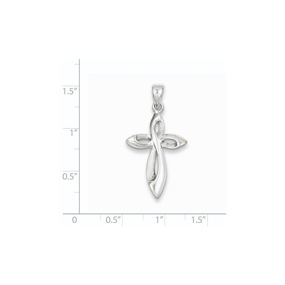 14k White Gold Satin w/Polished Figure 8 Cross Pendant