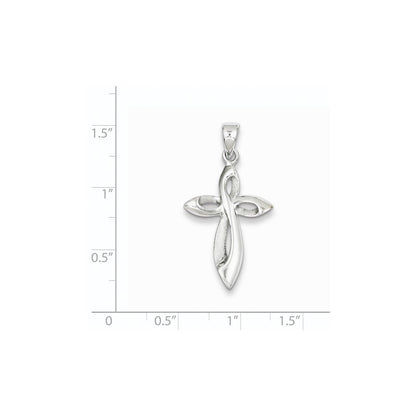 14k White Gold Satin w/Polished Figure 8 Cross Pendant