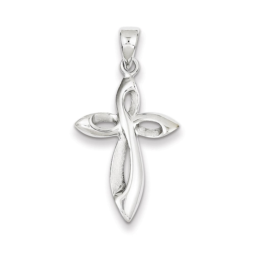 14k White Gold Satin w/Polished Figure 8 Cross Pendant