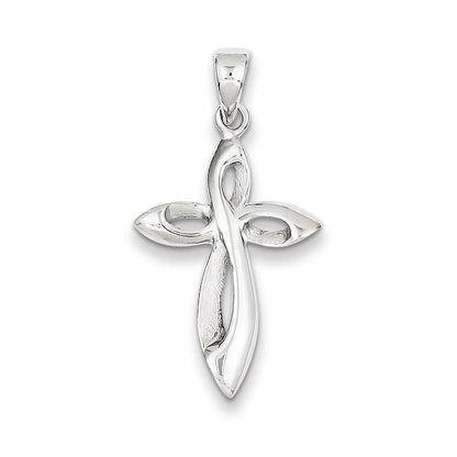 14k White Gold Satin w/Polished Figure 8 Cross Pendant