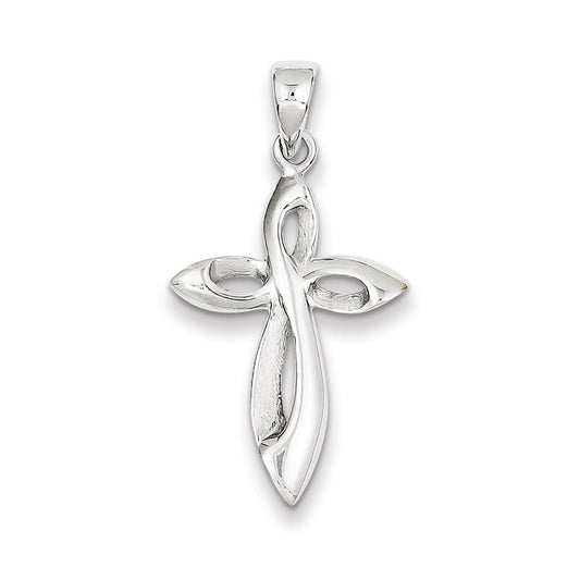 14k White Gold Satin w/Polished Figure 8 Cross Pendant
