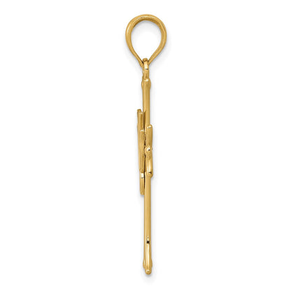 14k Yellow Gold Dove on Cross Pendant