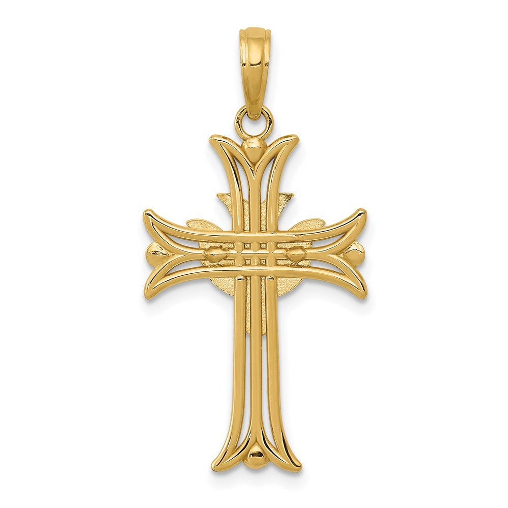 14k Yellow Gold Dove on Cross Pendant