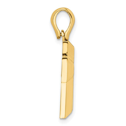 14k Two-tone Gold Open-backed Cross w/Yellow Edges Pendant