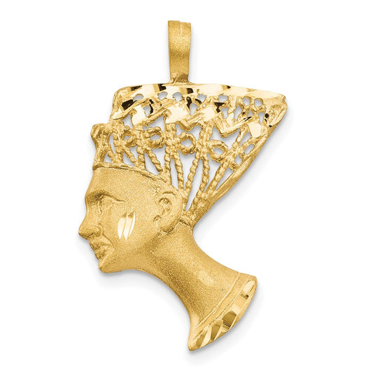 14k Yellow Gold Satin & D/C Nefertiti Charm
