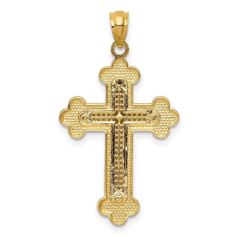 14k Two-tone Gold Diamond-cut Cross Pendant