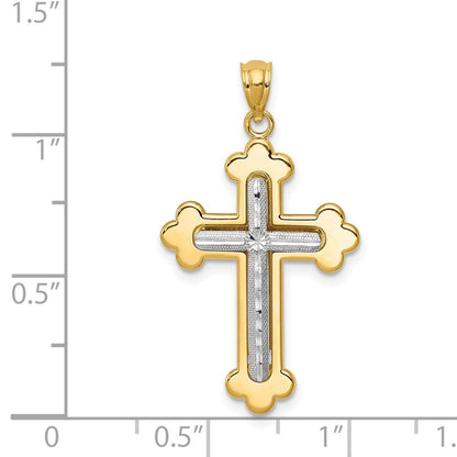 14k Two-tone Gold Diamond-cut Cross Pendant