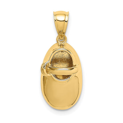 14k Yellow Gold Polished 3D Baby Shoe Pendant