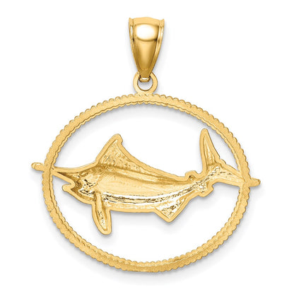 14k Yellow Gold Framed D/C Sailfish Pendant